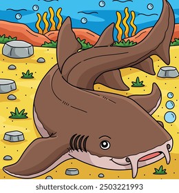 Nurse Shark Colored Cartoon Illustration