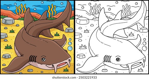 Nurse Shark Coloring Page Colored Illustration