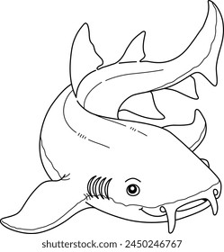 Nurse Shark Isolated Coloring Page for Kids