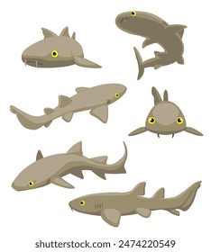 Nurse Shark Poses Cartoon Character