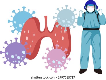 nurse with sick lung and virus