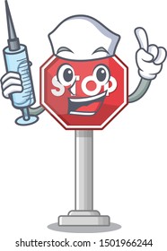 Nurse sign stop cartoon side street mascot