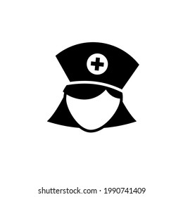 Nurse Silhouette Icon. Clipart Image Isolated On White Background