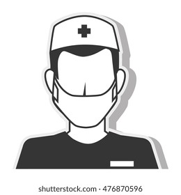 nurse silhouette man mask design