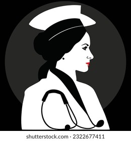 Nurse Silhouette Vector Art Icons.