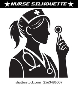 Nurse silhouette vector isolated on white background