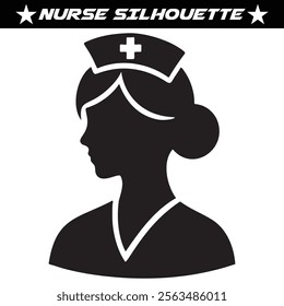 Nurse silhouette vector isolated on white background