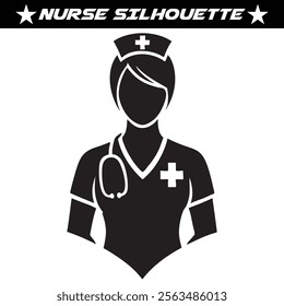 Nurse silhouette vector isolated on white background