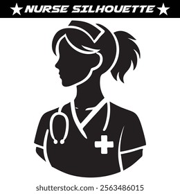 Nurse silhouette vector isolated on white background