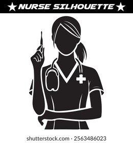 Nurse silhouette vector isolated on white background