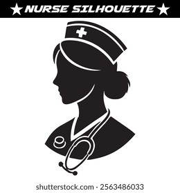 Nurse silhouette vector isolated on white background