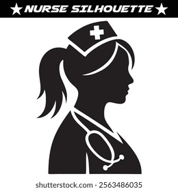 Nurse silhouette vector isolated on white background