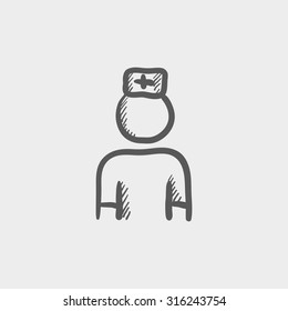 Nurse sketch icon for web, mobile and infographics. Hand drawn vector dark grey icon isolated on light grey background.