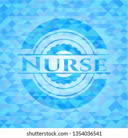 Nurse sky blue emblem with mosaic background