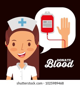 nurse speech bubble with iv bag donate blood invitation card