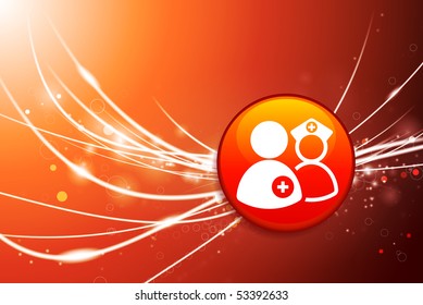Nurse Staff Button on Red Abstract Light Background Original Illustration