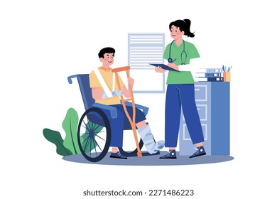 Nurse Standing With Patient Illustration concept on white background