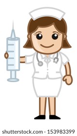 Nurse Standing Syringe Medical Cartoon Vector Stock Vector (Royalty ...