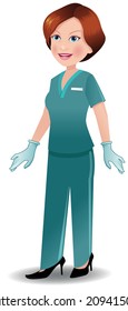 Nurse standing in uniform and hand gloves. EPS 10 vector with no transparency. Neatly named layers. Similar images in my portfolio