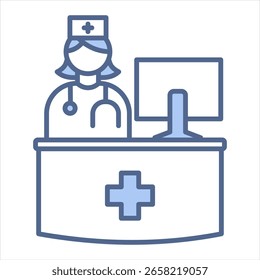 Ilustração do Vetor de Ícone Azul da Enfermeira Station