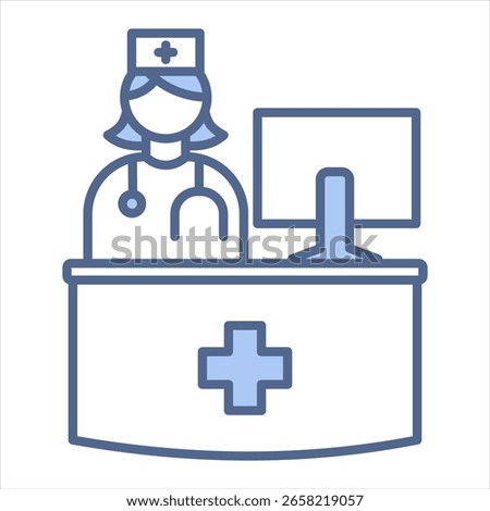 Nurse Station Blue Icon Vector Illustration