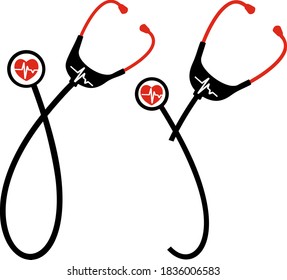 Nurse Stethoscope and Doctor Stethoscope, Stethoscope Monogram. Suitable for gift printing or hospital promotions. You can add your own name and tag. Vector illustration