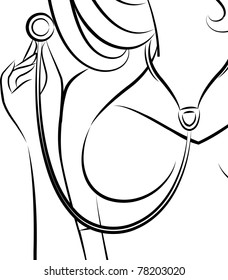 Nurse with stethoscope . Vector