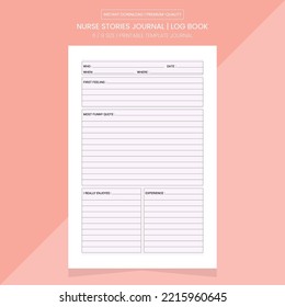 Nurse Stories Journal | Nurse Stories Log Book | Nurse Stories Note Book Template