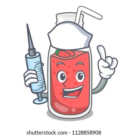 Nurse strawberry smoothie character cartoon