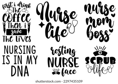 Nurse SVG And T-shirt Design Bundle, Nurse SVG Quotes Design t shirt Bundle, Vector EPS Editable Files, can you download this Design Bundle.. svg