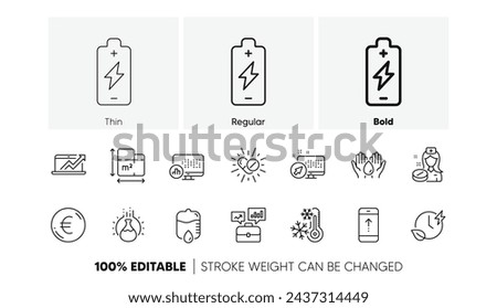 Nurse, Swipe up and Web system line icons. Pack of Safe water, Battery charging, Charging time icon. Floor plan, Sales diagram, Drop counter pictogram. Freezing, Report statistics, Euro money. Vector