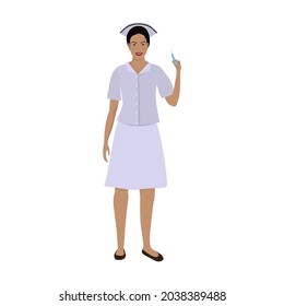 Nurse with a syringe with a vaccine. Vector concept illustration of getting vaccinated against coronavirus or flu or other diseases