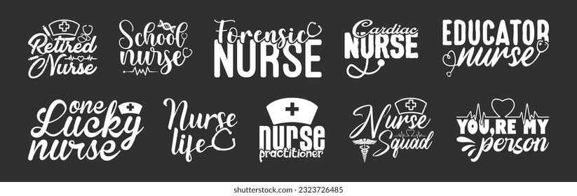 Nurse T shirt Design Bundle, Vector Nurse T shirt  design, Doctor shirt,  Nurse typography T shirt design Collection