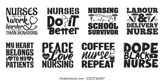 Nurse T shirt Design Bundle, Vector Nurse T shirt  design, Doctor shirt,  Nurse typography T shirt design Collection