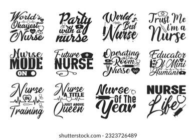 Nurse T shirt Design Bundle, Vector Nurse T shirt  design, Doctor shirt,  Nurse typography T shirt design Collection