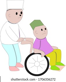 Nurse taking patient on wheelchair