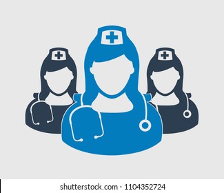 Nurse Team Icon on gray background