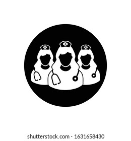 Nurse team Icon. Rounded Button style vector EPS.