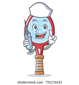 Nurse tennis racket character cartoon