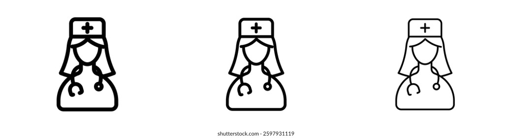 nurse thin line vector icon set.