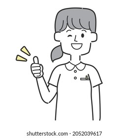 Nurse with thumbs up and winking