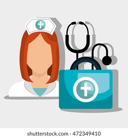 nurse tools service kit vector illustration graphic