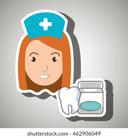 nurse tooth health mouthwash vector illustration eps 10