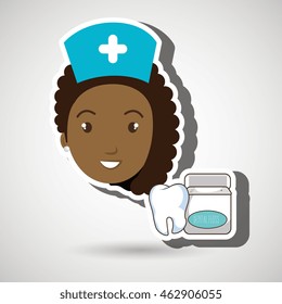 nurse tooth health mouthwash vector illustration eps 10