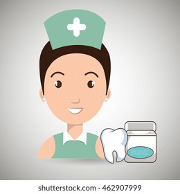 nurse tooth health mouthwash vector illustration eps 10