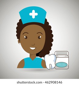 nurse tooth health mouthwash vector illustration eps 10