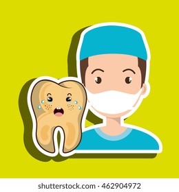 nurse tooth sick pain vector illustration eps 10