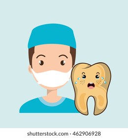 nurse tooth sick pain vector illustration eps 10