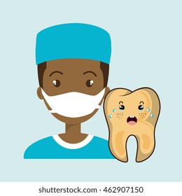 nurse tooth sick pain vector illustration eps 10