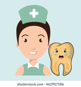 nurse tooth sick pain vector illustration eps 10